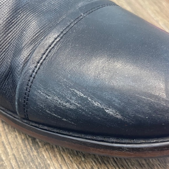 Steve Madden Men Black Leather Cap Toe Oxford Dress Shoes Lace Up Size 10 - Picture 3 of 10